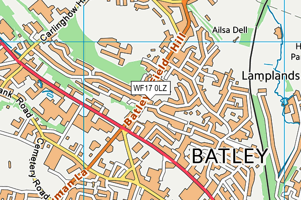 WF17 0LZ map - OS VectorMap District (Ordnance Survey)