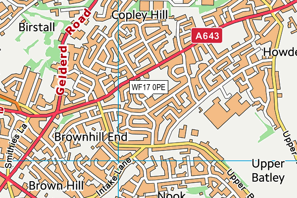 WF17 0PE map - OS VectorMap District (Ordnance Survey)