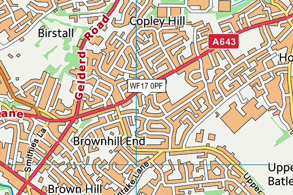 WF17 0PF map - OS VectorMap District (Ordnance Survey)