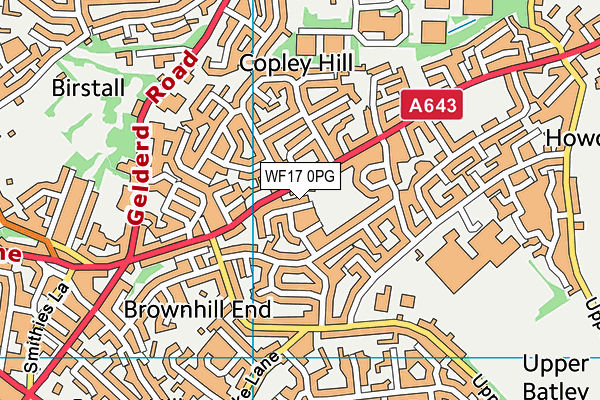 WF17 0PG map - OS VectorMap District (Ordnance Survey)