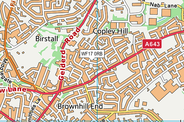 WF17 0RB map - OS VectorMap District (Ordnance Survey)