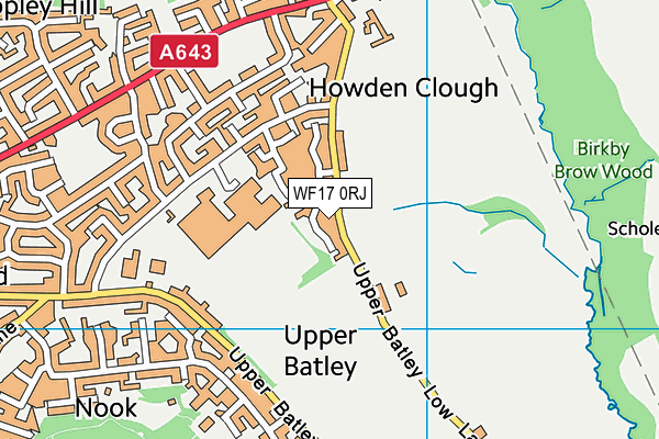 WF17 0RJ map - OS VectorMap District (Ordnance Survey)