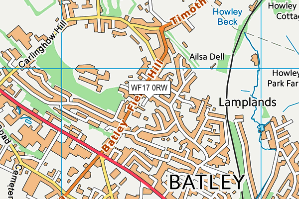 WF17 0RW map - OS VectorMap District (Ordnance Survey)