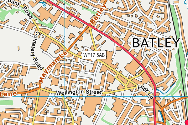 WF17 5AB map - OS VectorMap District (Ordnance Survey)