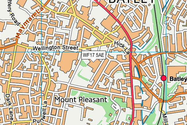 WF17 5AE map - OS VectorMap District (Ordnance Survey)