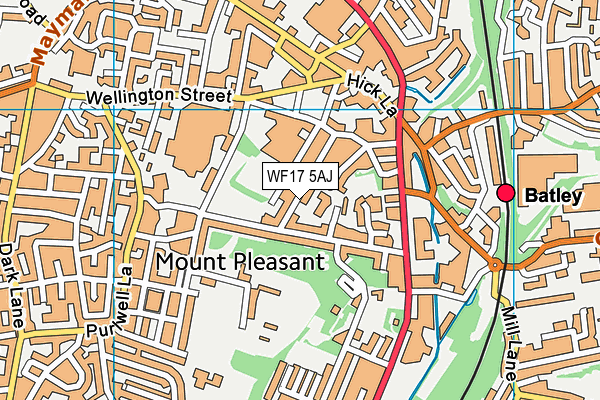 WF17 5AJ map - OS VectorMap District (Ordnance Survey)