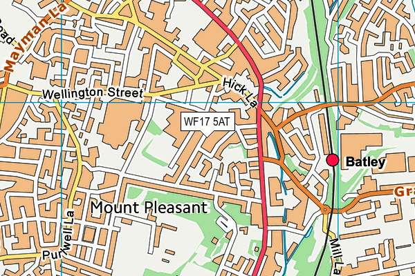 WF17 5AT map - OS VectorMap District (Ordnance Survey)