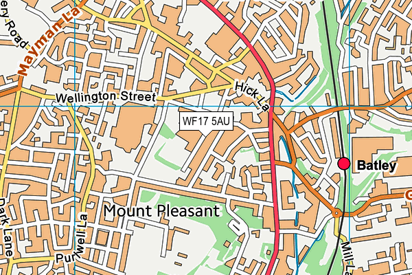 WF17 5AU map - OS VectorMap District (Ordnance Survey)