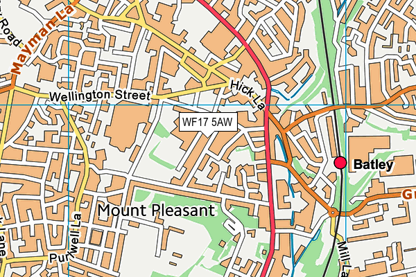 WF17 5AW map - OS VectorMap District (Ordnance Survey)