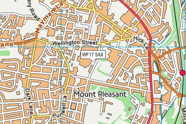WF17 5AX map - OS VectorMap District (Ordnance Survey)