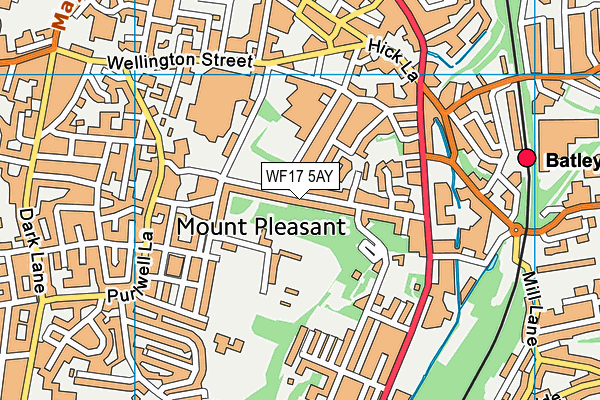 Taylor Street Recreation Ground map (WF17 5AY) - OS VectorMap District (Ordnance Survey)