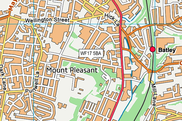 WF17 5BA map - OS VectorMap District (Ordnance Survey)