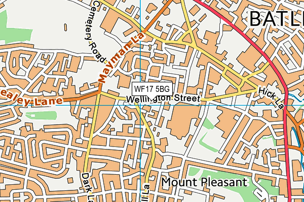 WF17 5BG map - OS VectorMap District (Ordnance Survey)