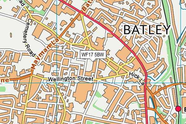 WF17 5BW map - OS VectorMap District (Ordnance Survey)