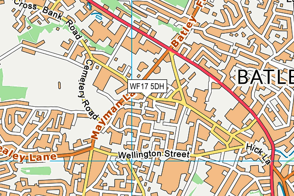 WF17 5DH map - OS VectorMap District (Ordnance Survey)