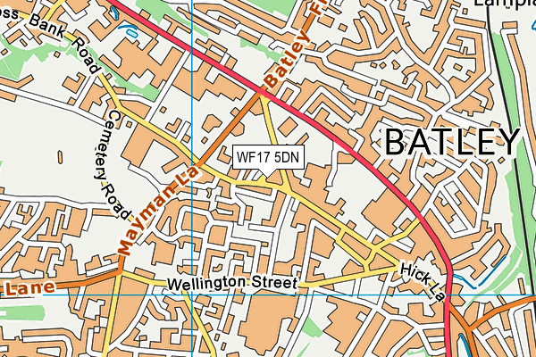 WF17 5DN map - OS VectorMap District (Ordnance Survey)