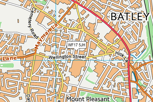 Batley Baths And Recreation Centre (Closed) map (WF17 5JH) - OS VectorMap District (Ordnance Survey)