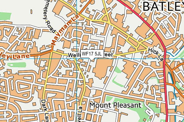 WF17 5JL map - OS VectorMap District (Ordnance Survey)