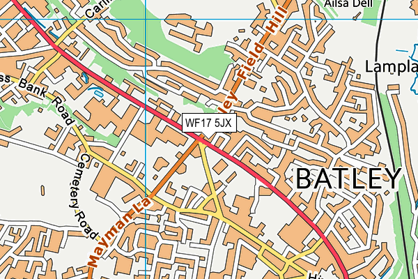 WF17 5JX map - OS VectorMap District (Ordnance Survey)