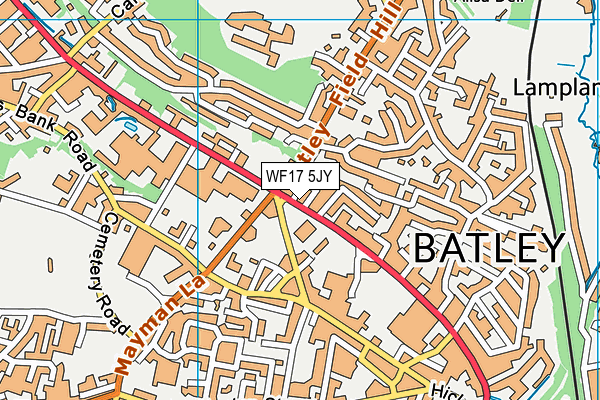 WF17 5JY map - OS VectorMap District (Ordnance Survey)