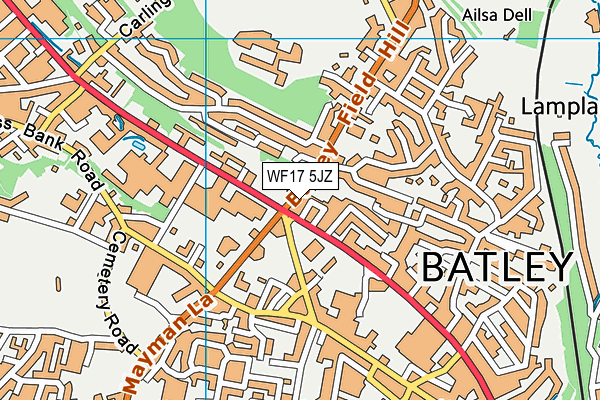 WF17 5JZ map - OS VectorMap District (Ordnance Survey)