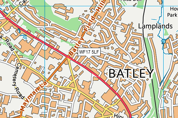 WF17 5LF map - OS VectorMap District (Ordnance Survey)