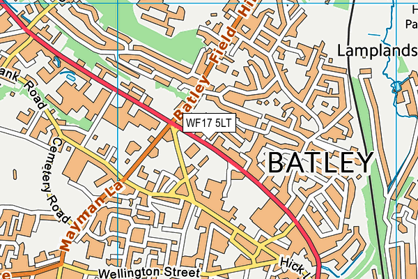 WF17 5LT map - OS VectorMap District (Ordnance Survey)