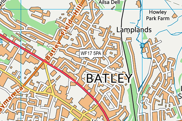 WF17 5PA map - OS VectorMap District (Ordnance Survey)