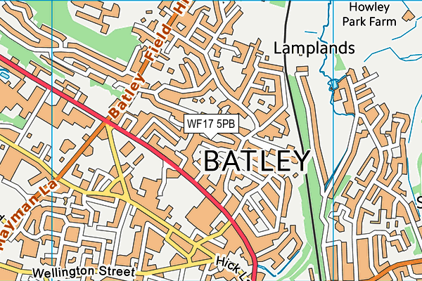 WF17 5PB map - OS VectorMap District (Ordnance Survey)