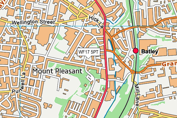 WF17 5PT map - OS VectorMap District (Ordnance Survey)