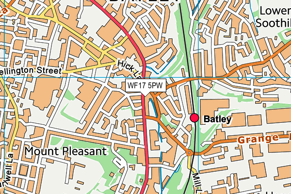 WF17 5PW map - OS VectorMap District (Ordnance Survey)