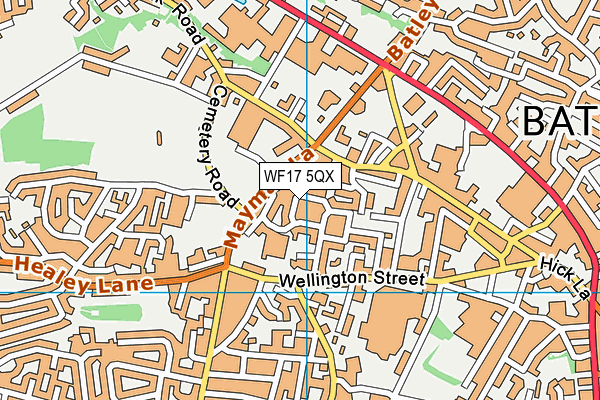 WF17 5QX map - OS VectorMap District (Ordnance Survey)