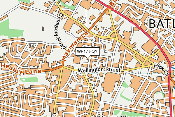 WF17 5QY map - OS VectorMap District (Ordnance Survey)