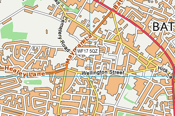 WF17 5QZ map - OS VectorMap District (Ordnance Survey)