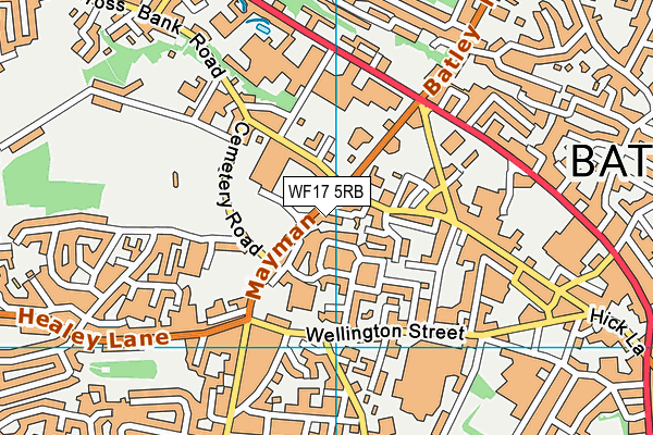 WF17 5RB map - OS VectorMap District (Ordnance Survey)