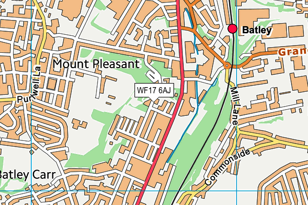 WF17 6AJ map - OS VectorMap District (Ordnance Survey)