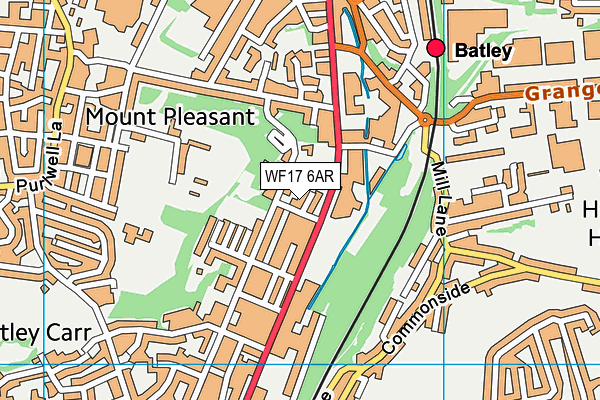 WF17 6AR map - OS VectorMap District (Ordnance Survey)