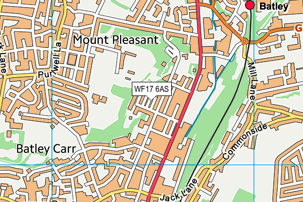 WF17 6AS map - OS VectorMap District (Ordnance Survey)