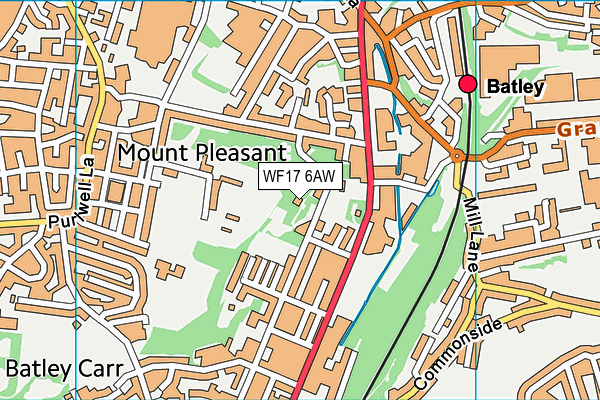 WF17 6AW map - OS VectorMap District (Ordnance Survey)