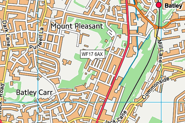 WF17 6AX map - OS VectorMap District (Ordnance Survey)