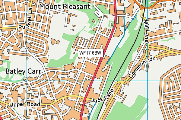 WF17 6BW map - OS VectorMap District (Ordnance Survey)