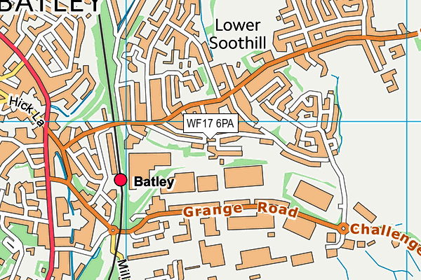 WF17 6PA map - OS VectorMap District (Ordnance Survey)