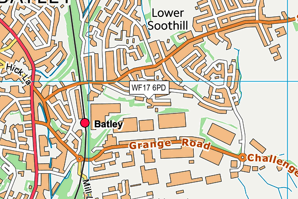 WF17 6PD map - OS VectorMap District (Ordnance Survey)