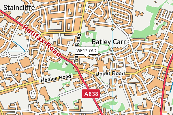 WF17 7AD map - OS VectorMap District (Ordnance Survey)