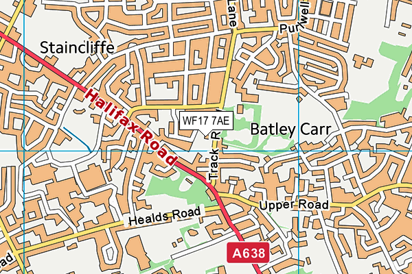 WF17 7AE map - OS VectorMap District (Ordnance Survey)