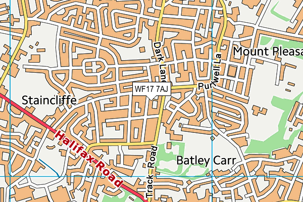 WF17 7AJ map - OS VectorMap District (Ordnance Survey)