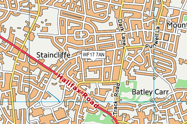 WF17 7AN map - OS VectorMap District (Ordnance Survey)