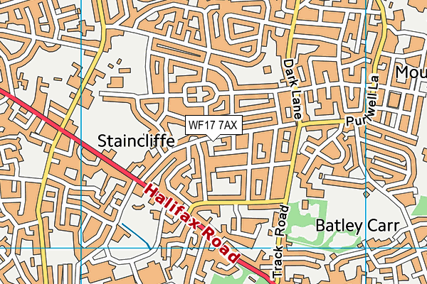 WF17 7AX map - OS VectorMap District (Ordnance Survey)