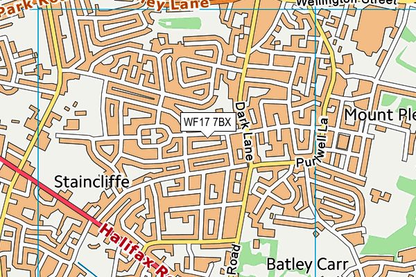 WF17 7BX map - OS VectorMap District (Ordnance Survey)