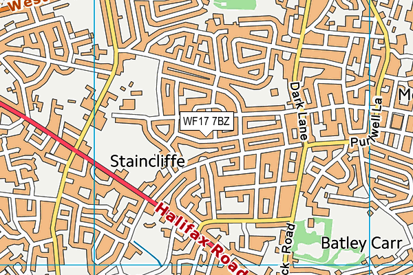 WF17 7BZ map - OS VectorMap District (Ordnance Survey)